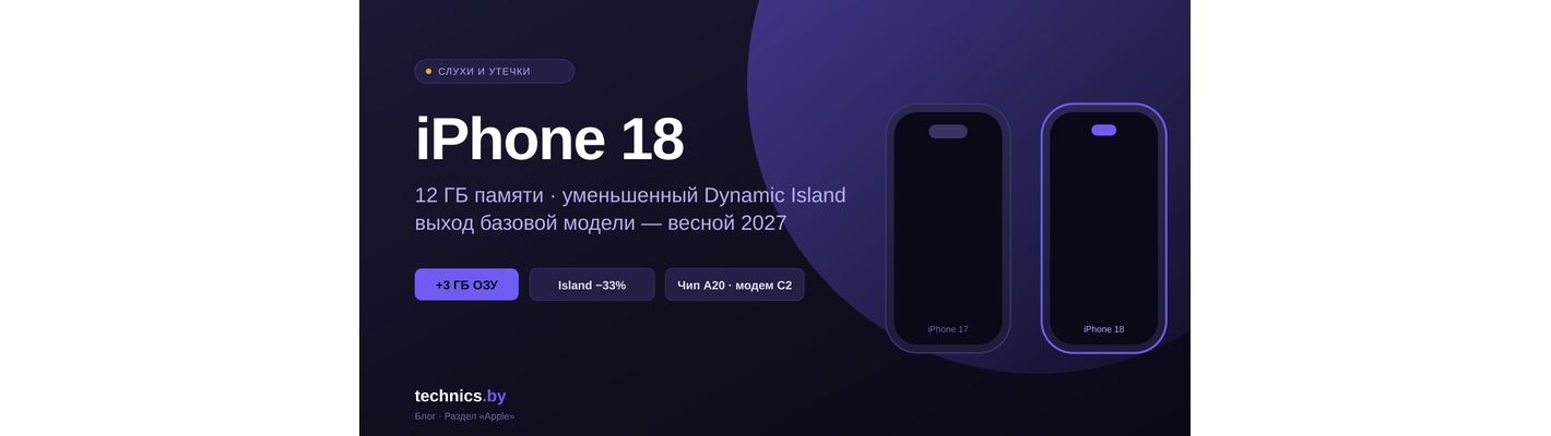 iPhone 18: базовая модель получит 12 ГБ памяти — но выйдет только весной 2027