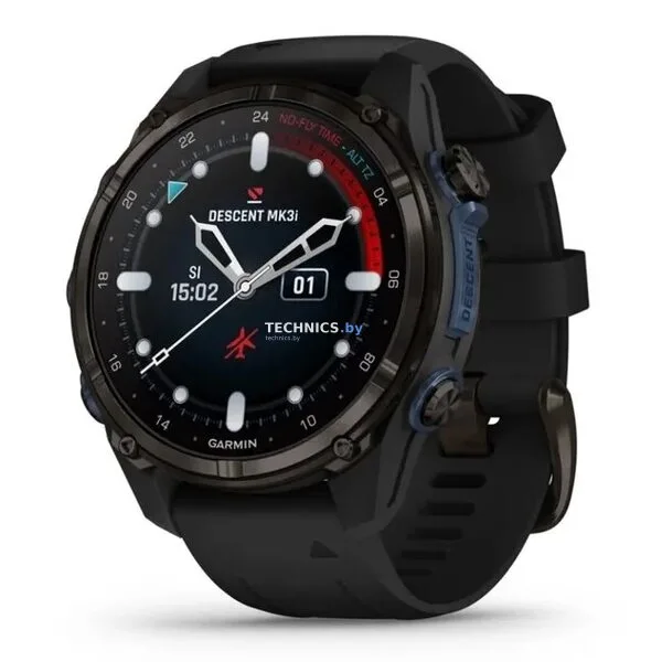 Умные часы Garmin Descent Mk3i 43мм (карбоново-серый титан, с черным силиконовым ремешком)