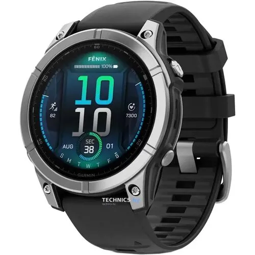 Купить Умные часы Garmin Fenix 8 E 47мм (нержавеющая сталь, черный силиконовый ремешок)