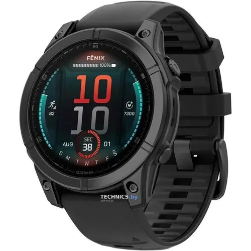 Умные часы Garmin Fenix 8 E 47мм (серая сталь, черный силиконовый ремешок)