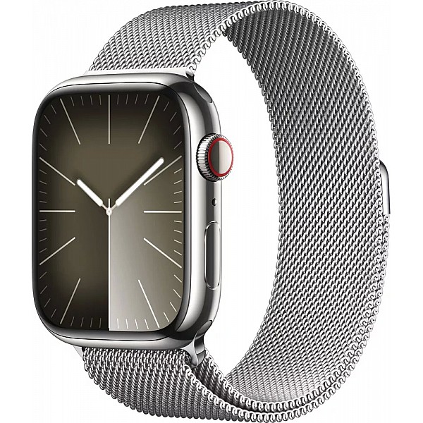 Умные часы Apple Watch Series 9 LTE 41 мм (корпус из нержавеющей стали, серебристый/миланский серебристый)