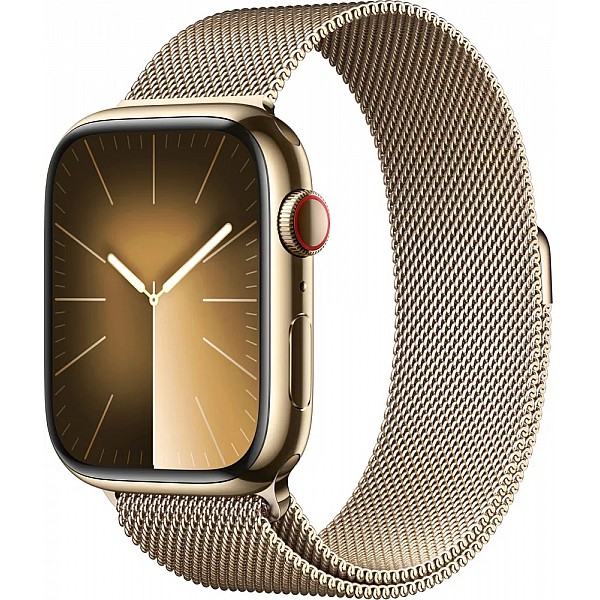 Умные часы Apple Watch Series 9 LTE 41 мм (корпус из нержавеющей стали, золото/миланский золотистый)