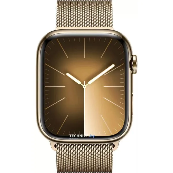 Умные часы Apple Watch Series 9 LTE 45 мм (корпус из нержавеющей стали, золото/миланский золотистый)