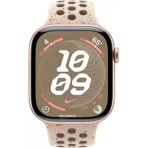 Умные часы Apple Watch Nike Series 10 46 мм (алюминиевый корпус, розовое золото/камень пустыни, спортивный силиконовый ремешок M/L)