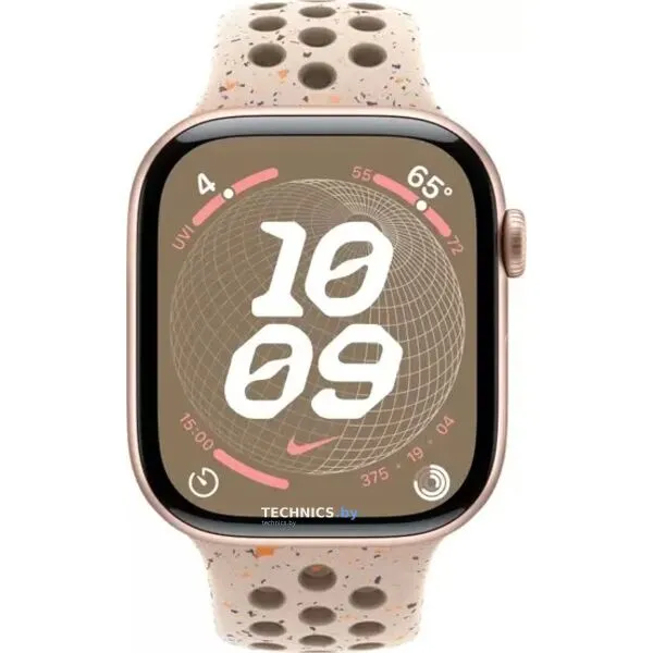 Умные часы Apple Watch Nike Series 10 46 мм (алюминиевый корпус, розовое золото/камень пустыни, спортивный силиконовый ремешок M/L)