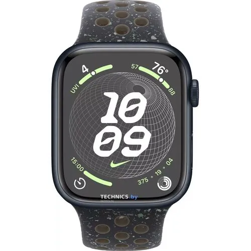 Умные часы Apple Watch Nike Series 9 41 мм (алюминиевый корпус, полуночный/полуночный, спортивный силиконовый ремешок S/M)