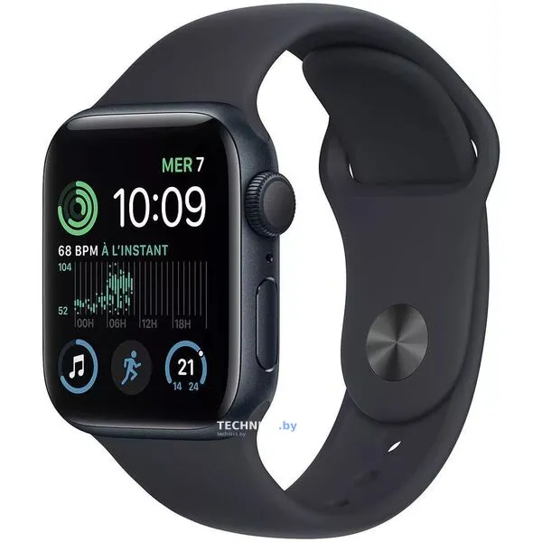 Умные часы Apple Watch SE 2 40 мм (алюминиевый корпус, полуночный/полуночный, спортивный силиконовый ремешок)