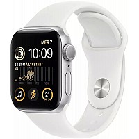 Умные часы Apple Watch SE 2 40 мм (алюминиевый корпус, серебристый/белый, спортивный силиконовый ремешок)