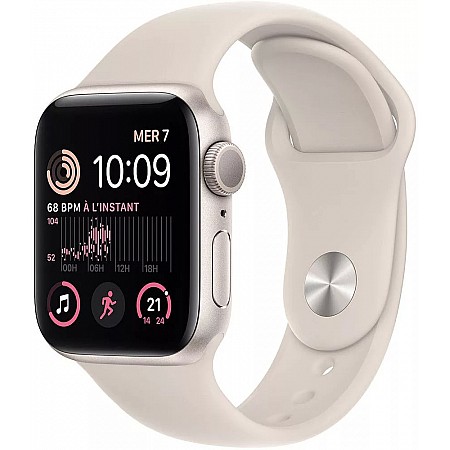 Умные часы Apple Watch SE 2 40 мм (алюминиевый корпус, звездный свет/звездный свет, спортивный силиконовый ремешок)