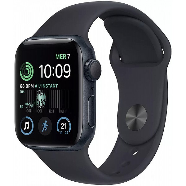 Умные часы Apple Watch SE 2 44 мм (алюминиевый корпус, полуночный/полуночный, спортивный силиконовый ремешок)