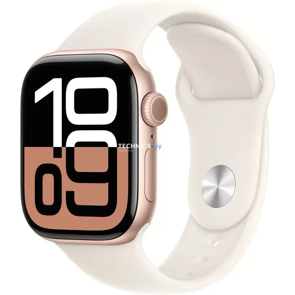 Умные часы Apple Watch Series 10 42 мм (алюминиевый корпус, розовое золото/легкие румяна, спортивный силиконовый ремешок S/M)