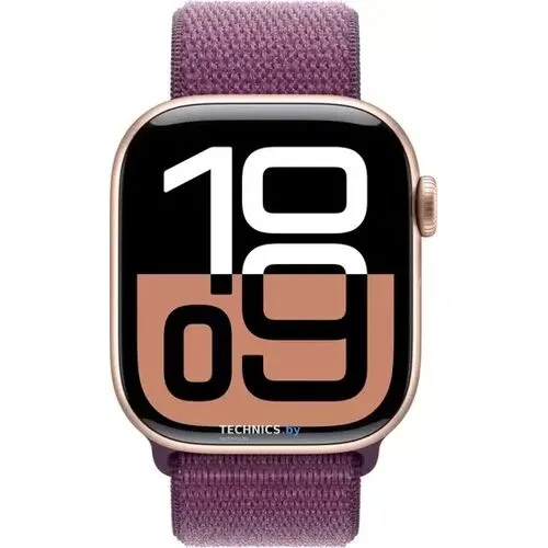 Умные часы Apple Watch Series 10 42 мм (алюминиевый корпус, розовое золото/сливовый, нейлоновый ремешок)