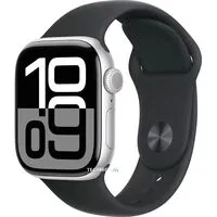 Умные часы Apple Watch Series 10 42 мм (алюминиевый корпус, серебристый/черный, спортивный силиконовый ремешок S/M)