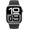 Умные часы Apple Watch Series 10 42 мм (алюминиевый корпус, серебристый/черный, спортивный силиконовый ремешок S/M)