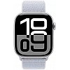 Умные часы Apple Watch Series 10 42 мм (алюминиевый корпус, серебристый/голубой, нейлоновый ремешок)
