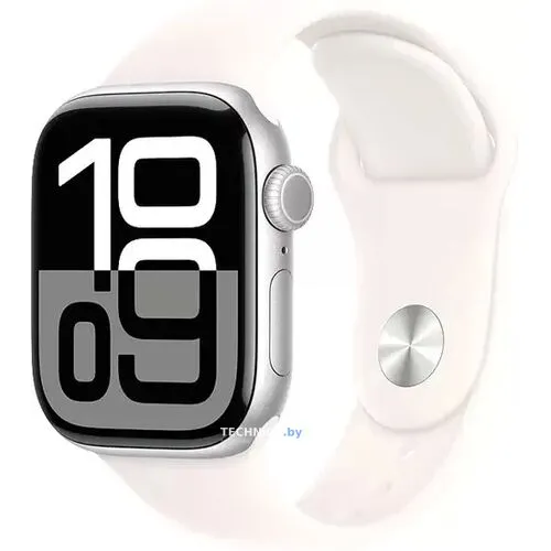 Умные часы Apple Watch Series 10 42 мм (алюминиевый корпус, серебристый/легкие румяна, спортивный силиконовый ремешок S/M)