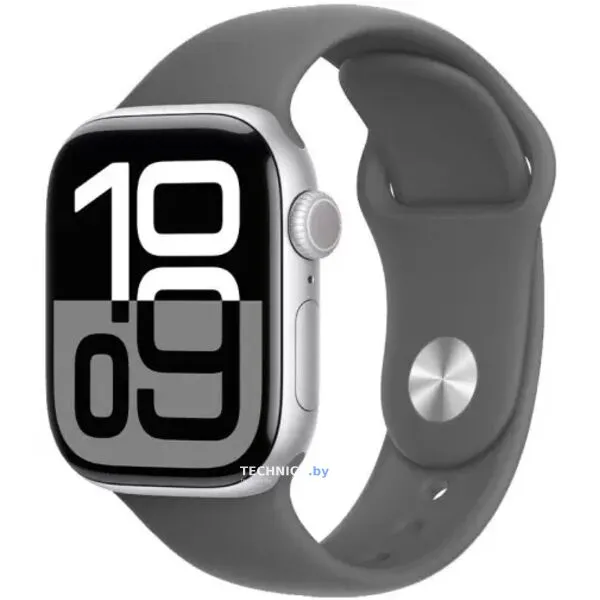 Умные часы Apple Watch Series 10 42 мм (алюминиевый корпус, серебристый/серый, спортивный силиконовый ремешок S/M)