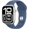 Умные часы Apple Watch Series 10 42 мм (алюминиевый корпус, серебристый/синий, спортивный силиконовый ремешок M/L)