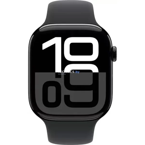Умные часы Apple Watch Series 10 46 мм (алюминиевый корпус, черный/черный, спортивный силиконовый ремешок M/L)