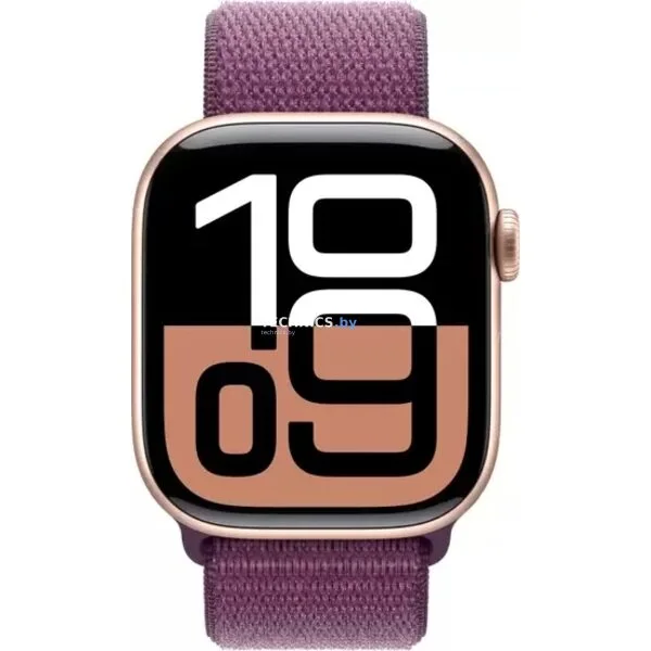 Умные часы Apple Watch Series 10 46 мм (алюминиевый корпус, розовое золото/сливовый, нейлоновый ремешок)