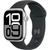 Умные часы Apple Watch Series 10 46 мм (алюминиевый корпус, серебристый/черный, спортивный силиконовый ремешок S/M)
