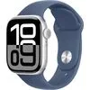 Умные часы Apple Watch Series 10 46 мм (алюминиевый корпус, серебристый/синий, спортивный силиконовый ремешок M/L)