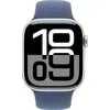 Умные часы Apple Watch Series 10 46 мм (алюминиевый корпус, серебристый/синий, спортивный силиконовый ремешок S/M)
