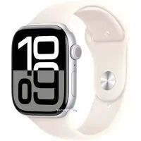 Умные часы Apple Watch Series 10 46 мм (алюминиевый корпус, серебристый/звездный свет, спортивный силиконовый ремешок M/L)