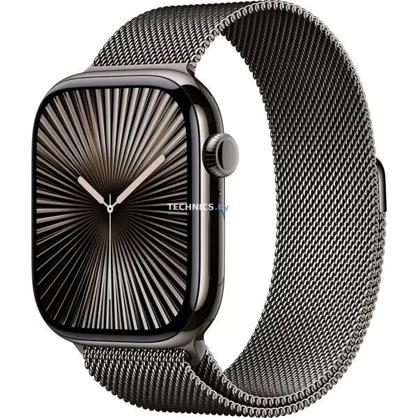 Умные часы Apple Watch Series 10 LTE 42 мм (титановый корпус, черный/сланец, миланская петля)