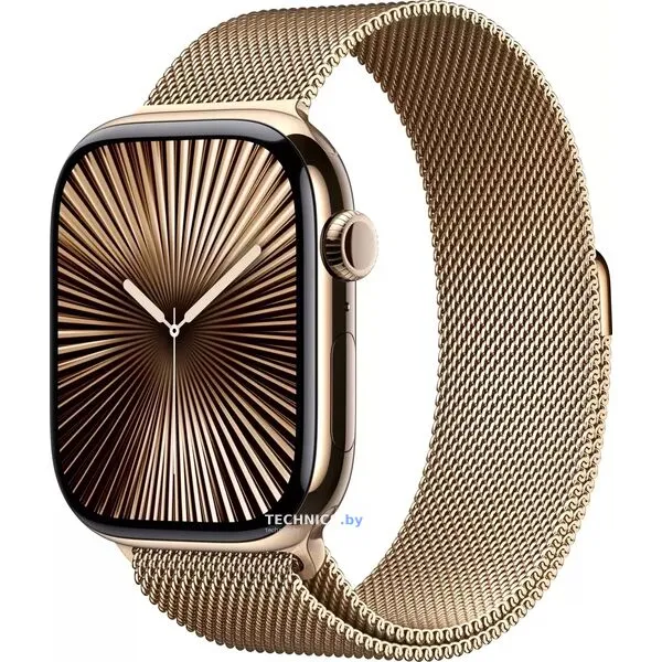 Умные часы Apple Watch Series 10 LTE 46 мм (титановый корпус, золотистый/золотистый, миланская петля S/M)
