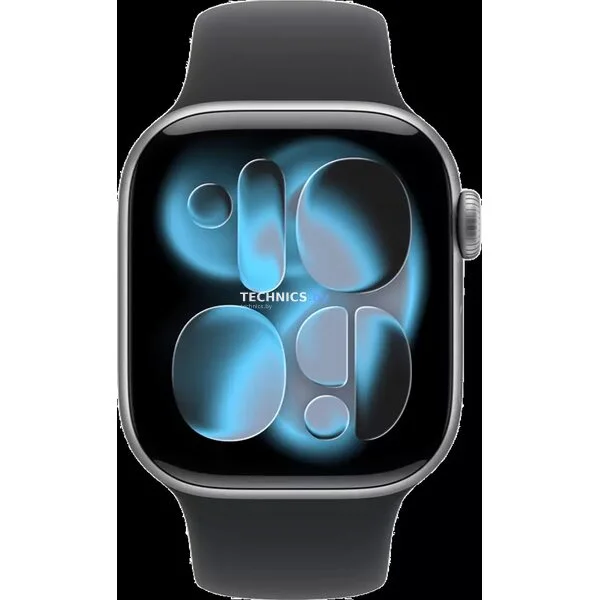 Умные часы Apple Watch Series 11 42 мм (алюминиевый корпус, космический серый/черный, спортивный силиконовый ремешок M/L) 