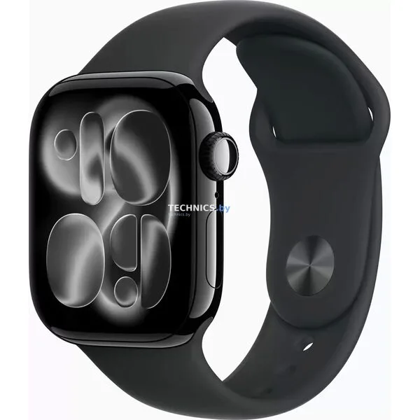 Умные часы Apple Watch Series 11 46 мм (алюминиевый корпус, черный/черный, спортивный силиконовый ремешок S/M)