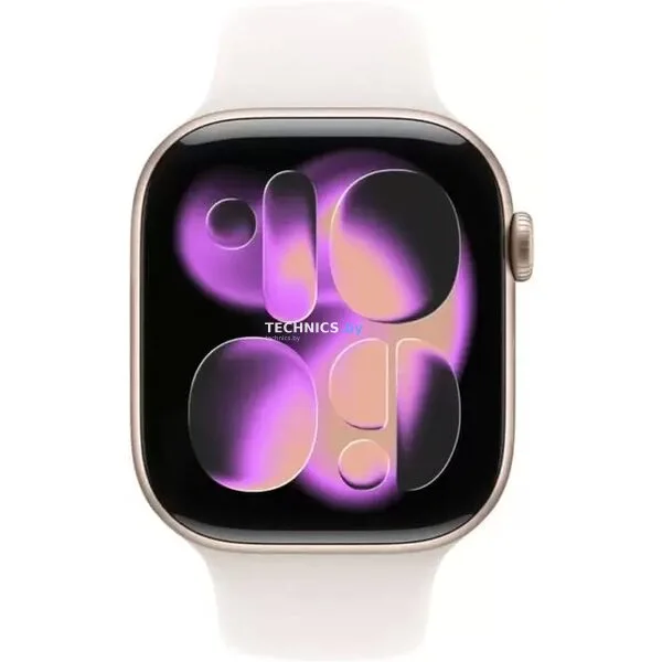 Умные часы Apple Watch Series 11 46 мм (алюминиевый корпус, розовое золото/легкие румяна, спортивный силиконовый ремешок M/L)