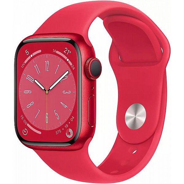 Умные часы Apple Watch Series 8 41 мм (алюминиевый корпус, красный/красный, спортивный силиконовый ремешок)