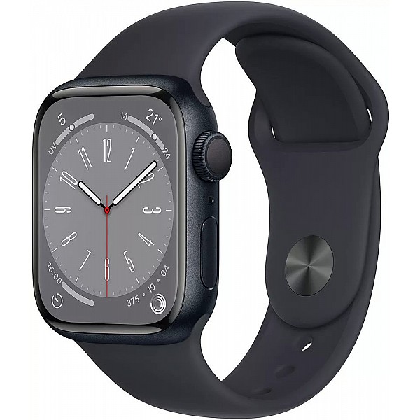 Умные часы Apple Watch Series 8 41 мм (алюминиевый корпус, полуночный/полуночный, спортивный силиконовый ремешок)