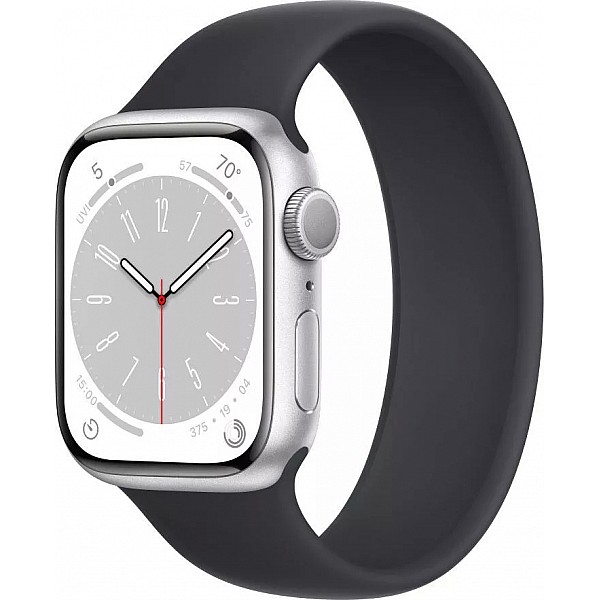 Умные часы Apple Watch Series 8 41 мм (алюминиевый корпус, серебристый/темно-серый, силиконовый ремешок)