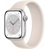 Умные часы Apple Watch Series 8 41 мм (алюминиевый корпус, серебристый/звездный свет, силиконовый ремешок)