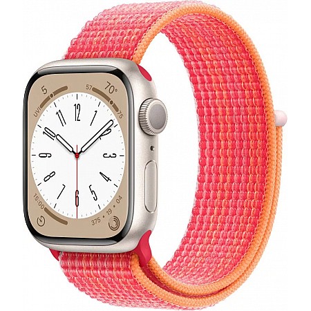 Умные часы Apple Watch Series 8 41 мм (алюминиевый корпус, звездный свет/красный, нейлоновый ремешок)