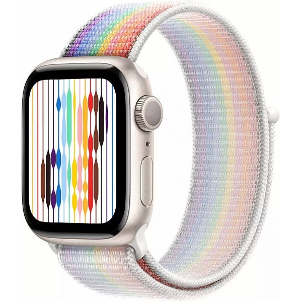 Умные часы Apple Watch Series 8 41 мм (алюминиевый корпус, звездный свет/радужный, нейлоновый ремешок)