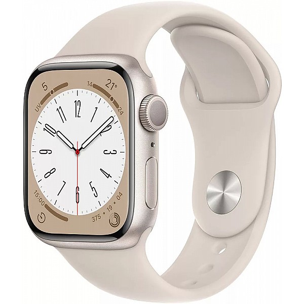 Умные часы Apple Watch Series 8 41 мм (алюминиевый корпус, звездный свет/звездный свет, спортивный силиконовый ремешок)