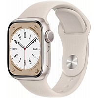 Умные часы Apple Watch Series 8 41 мм (алюминиевый корпус, звездный свет/звездный свет, спортивный силиконовый ремешок M/L)