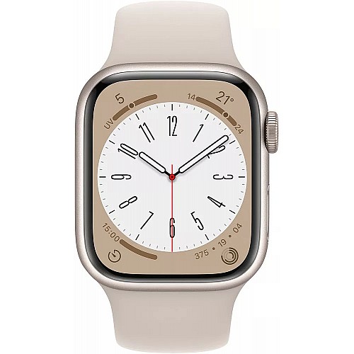 Умные часы Apple Watch Series 8 41 мм (алюминиевый корпус, звездный свет/звездный свет, спортивный силиконовый ремешок M/L)