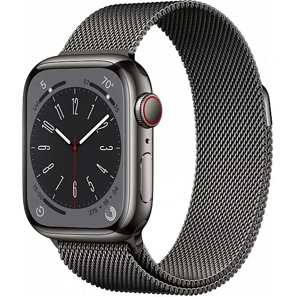 Умные часы Apple Watch Series 8 41 мм (корпус из нержавеющей стали, графитовый/графитовый, миланский сетчатый браслет)