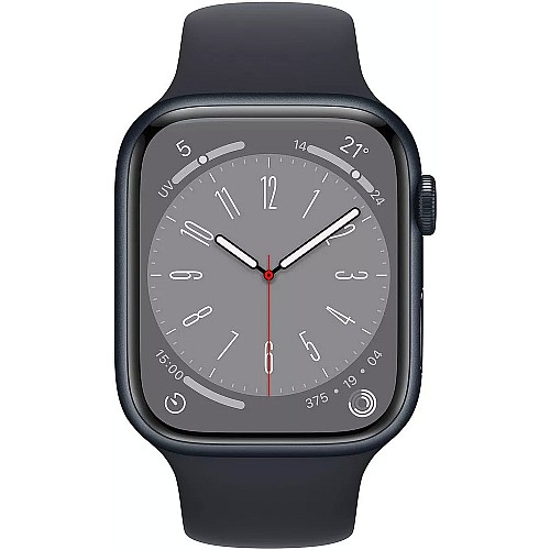 Умные часы Apple Watch Series 8 45 мм (алюминиевый корпус, полуночный/полуночный, спортивный силиконовый ремешок)