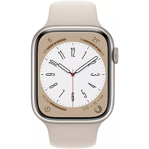 Умные часы Apple Watch Series 8 45 мм (алюминиевый корпус, звездный свет/звездный свет, спортивный силиконовый ремешок)