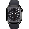 Умные часы Apple Watch Series 8 LTE 41 мм (корпус из нержавеющей стали, темно-серый/темно-серый, силиконовый ремешок)