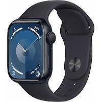 Умные часы Apple Watch Series 9 41 мм (алюминиевый корпус, полуночный/полуночный, спортивный силиконовый ремешок S/M)