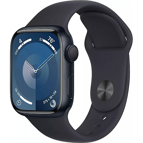 Умные часы Apple Watch Series 9 41 мм (алюминиевый корпус, полуночный/полуночный, спортивный силиконовый ремешок S/M)
