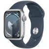 Умные часы Apple Watch Series 9 41 мм (алюминиевый корпус, серебристый/грозовой синий, спортивный силиконовый ремешок)