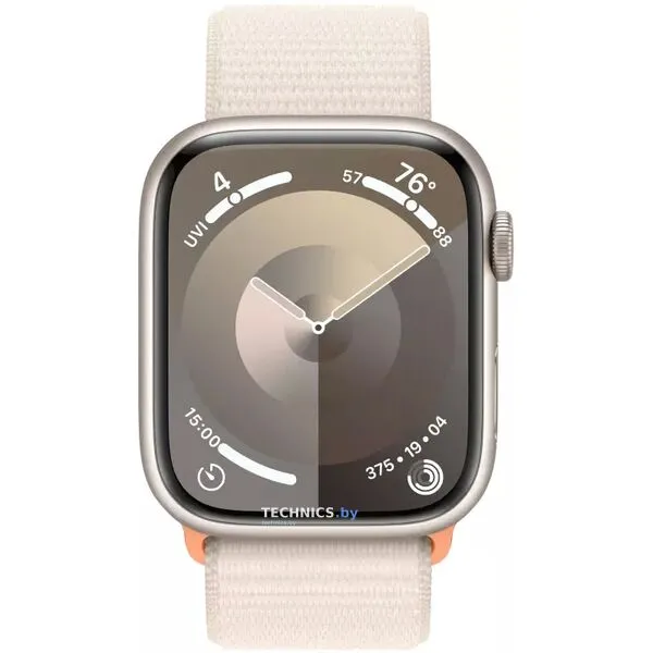 Умные часы Apple Watch Series 9 41 мм (алюминиевый корпус, звездный свет/звездный свет, нейлоновый ремешок)